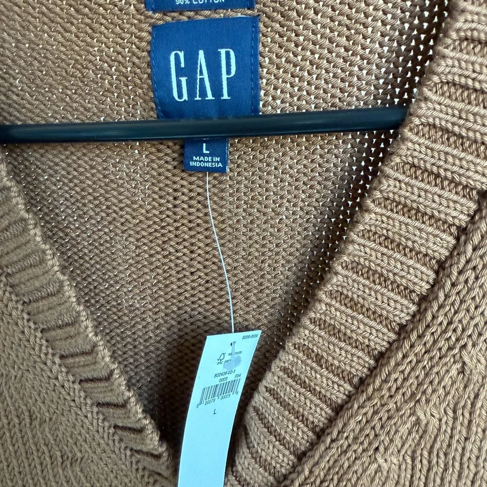 GAP NWT Linen and Cotton Blend Cardigan Sweater Women’s L in Warm Brown - Picture 3 of 7